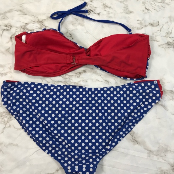 Wave Zone Red White Blue Polka Dot Bikini - Picture 6 of 6